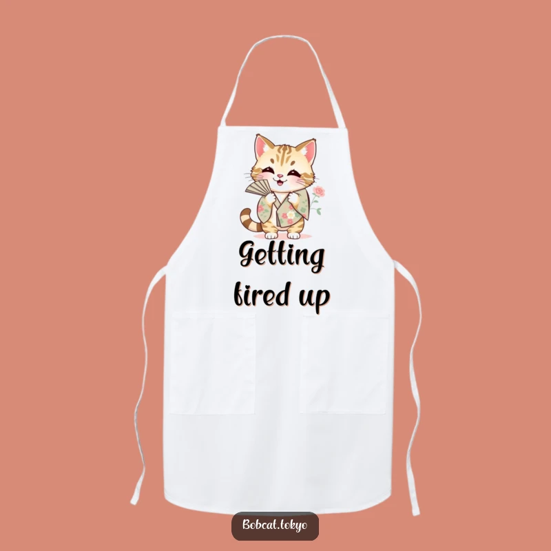 Funny Bobcat Fanning Apron: Kitchen Heat Relief, Playful Chef Vibes, Perfect Funny Gift
