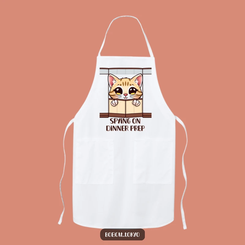 Funny Bobcat Peeking Apron: Kitchen Curiosity, Playful Chef Style, Perfect Funny Gift