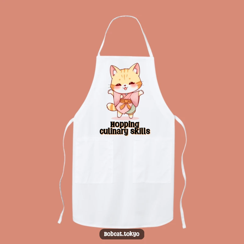 Funny Bobcat Kimono Apron: Silly Hop Kitchen Fun
