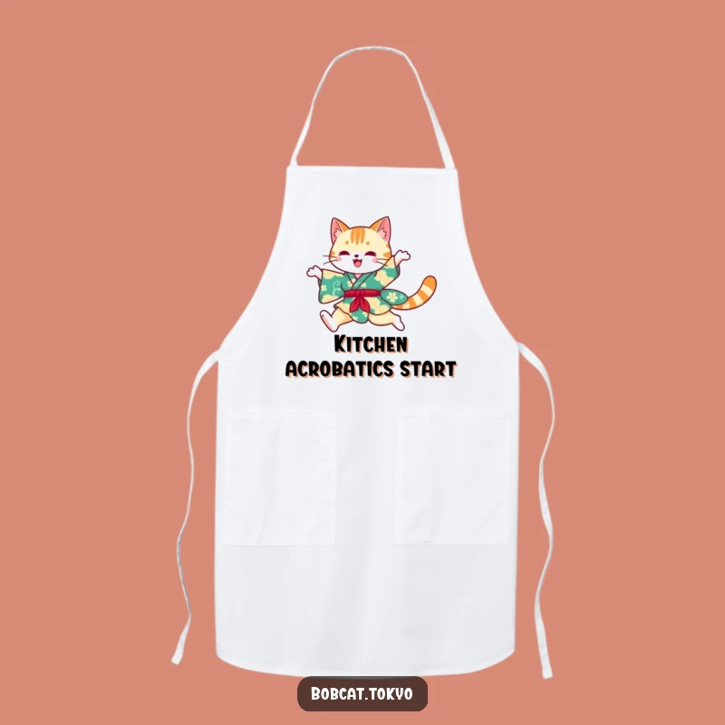 Funny Bobcat Kimono Apron: Culinary Grace, Hilarious Chef Style, Perfect Funny Gift