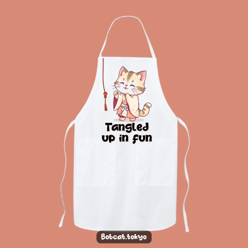Funny Bobcat Kimono Apron: Playful Chef Bobcat Cooking Gift