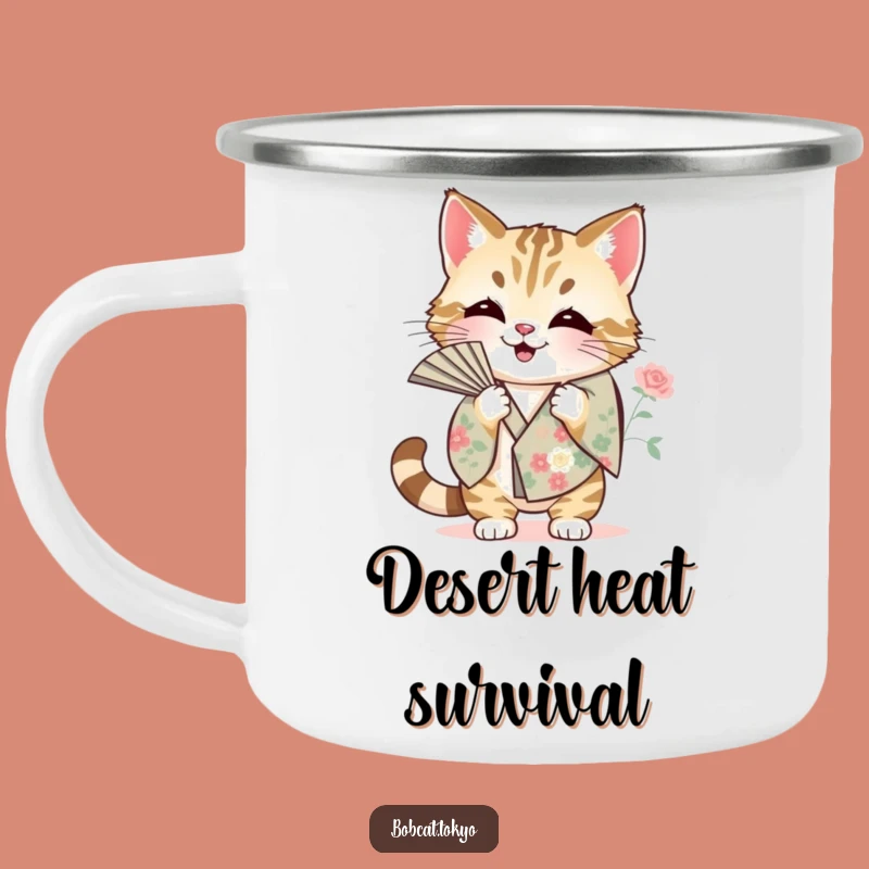 Funny Bobcat Fanning Camping Mug: Adventure Heat Relief, Durable & Hilarious Funny Gift