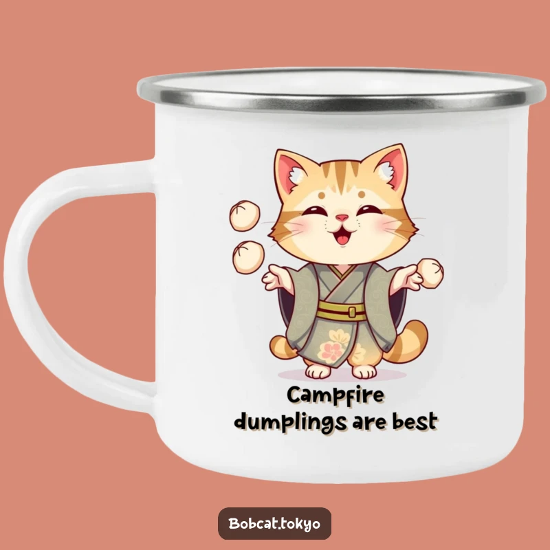 Funny Bobcat Dumpling Juggling Camping Mug: Ornate Culinary Fun