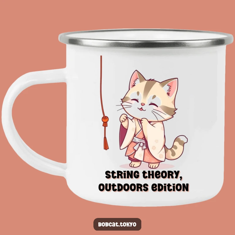 Funny Bobcat Kimono Camping Mug: Playful Outdoor Adventure Gift