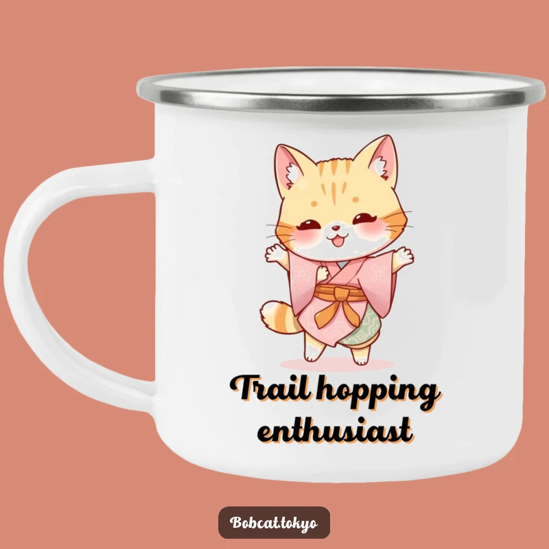 Funny Bobcat Kimono Camping Mug: Silly Hop Adventure