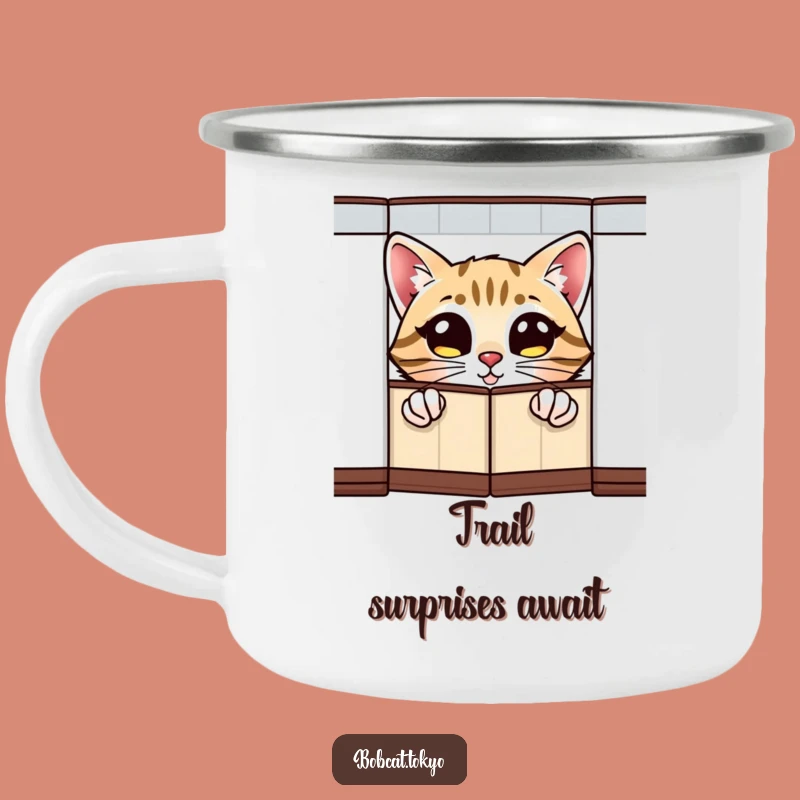 Funny Bobcat Peeking Camping Mug: Adventure Curiosity, Durable & Hilarious Funny Gift