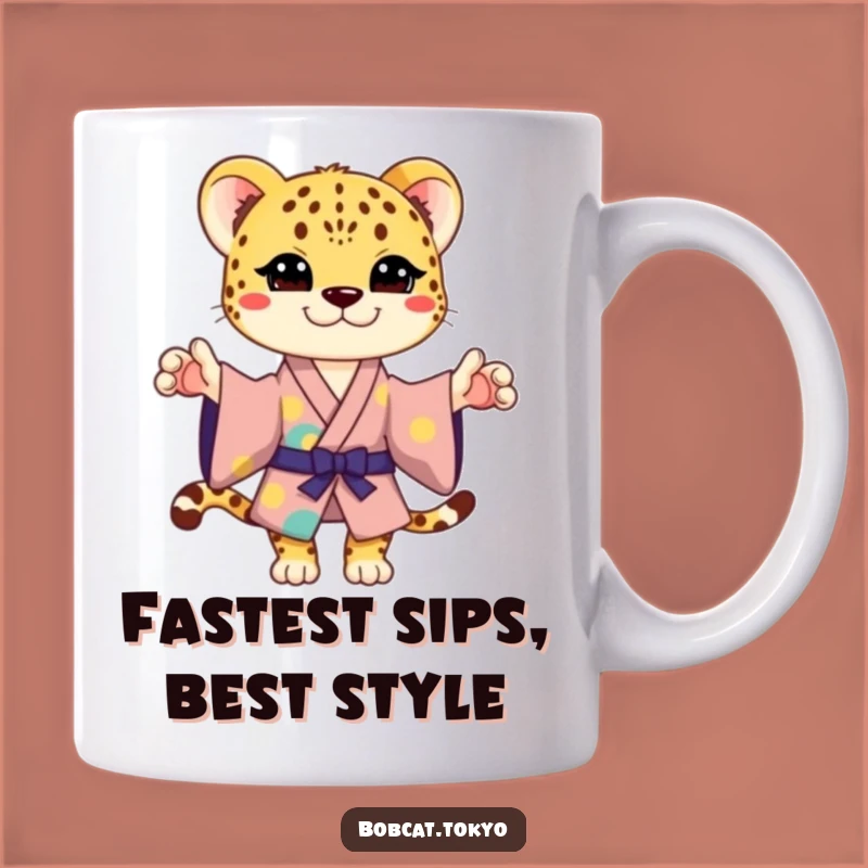 Funny Cheetah Kimono Pose Mug: A Hilarious Gift for Animal Lovers