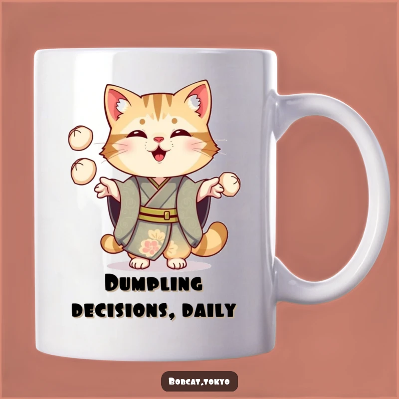 Funny Bobcat Dumpling Juggling Mug: Ornate Kimono Chef Gift