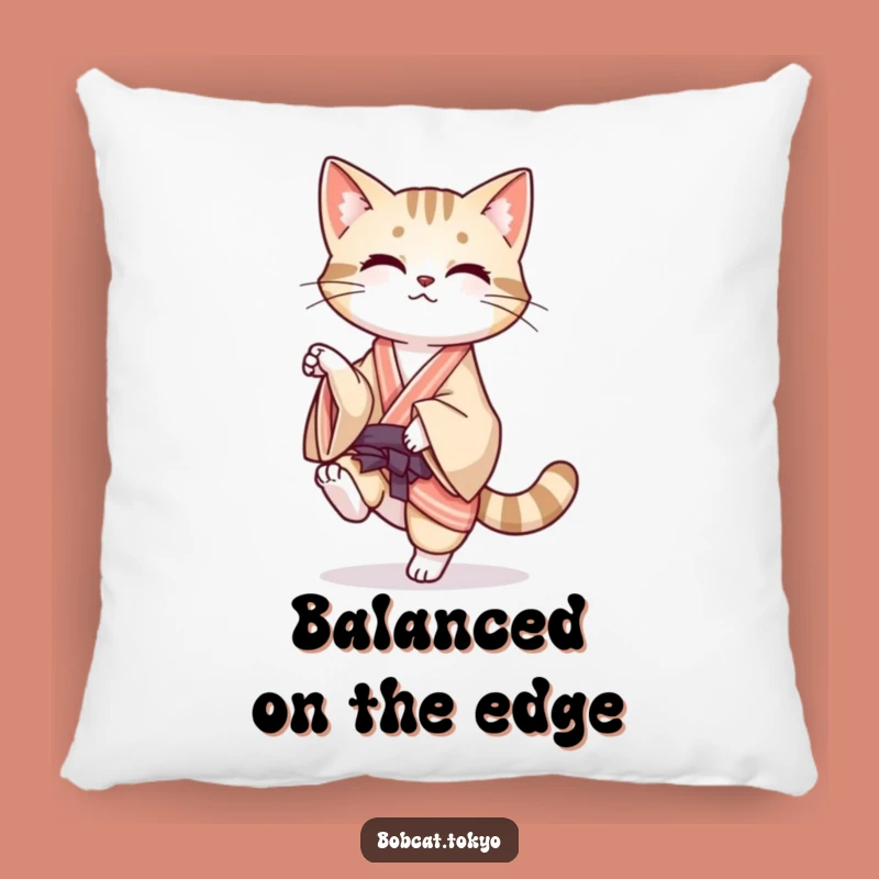 Funny Bobcat Balance Pillow: Soft Poise, Flowing Kimono Comfort, Delightful Funny Gift