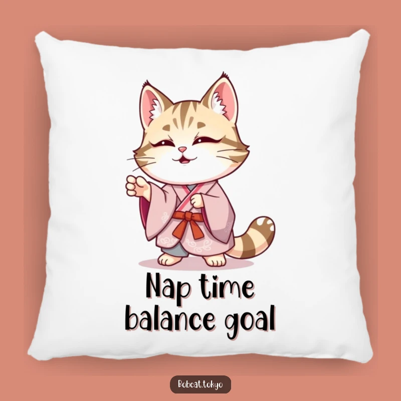 Funny Bobcat Kimono Pillow: Cozy Wobble Comfort Gift