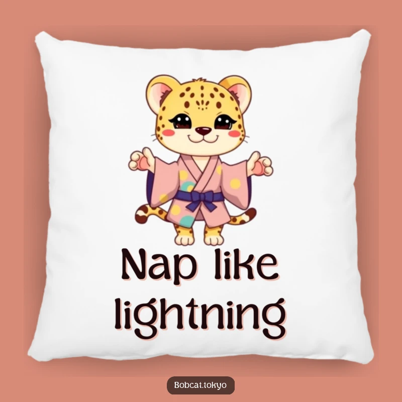 Funny Cheetah Kimono Pillow: Playful Pose Cushion for Comfy Humor