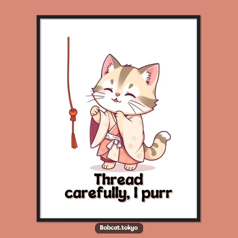 Funny Bobcat Kimono Digital Art: Playful & Cute Printable Gift