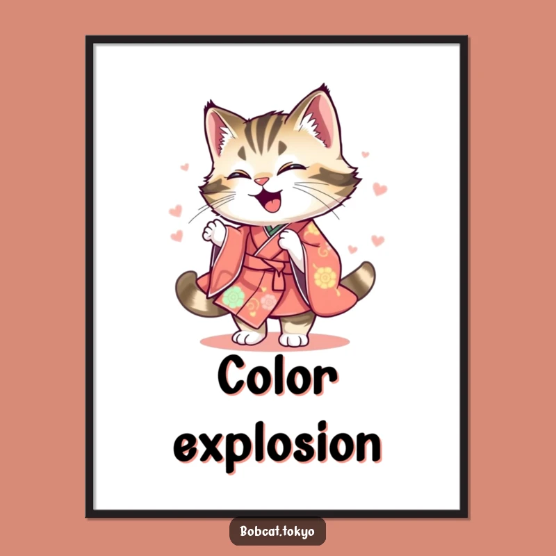 Funny Bobcat Spinning Digital Art: Energy Graphic, Hilarious Decor, Instant Funny Gift