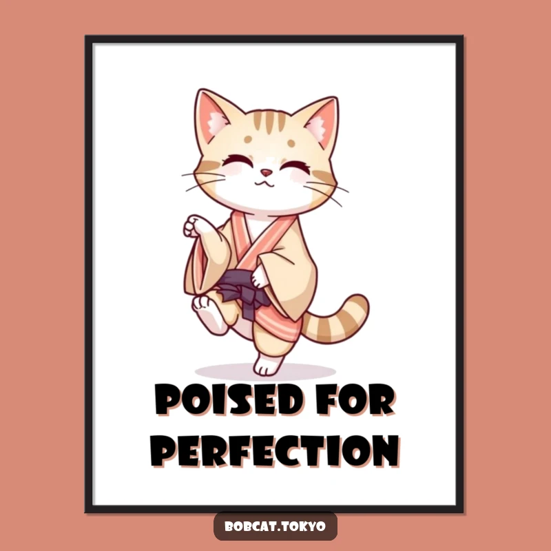 Funny Bobcat Balance Digital Art: Poise Graphic, Hilarious Decor, Instant Funny Gift