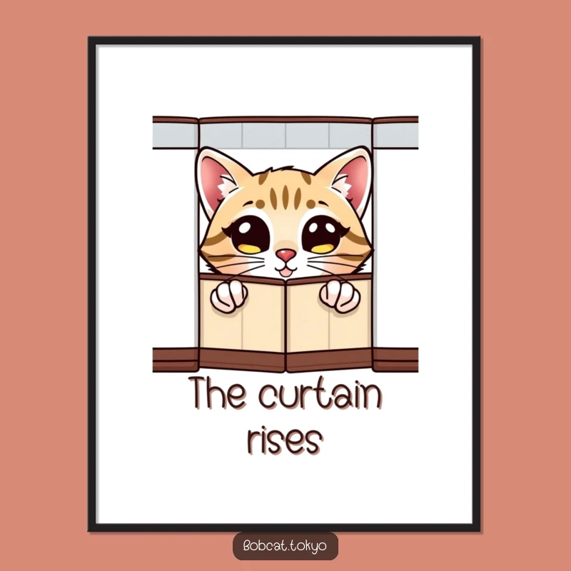 Funny Bobcat Peeking Digital Art: Curious Eyes Graphic, Hilarious Decor, Instant Funny Gift