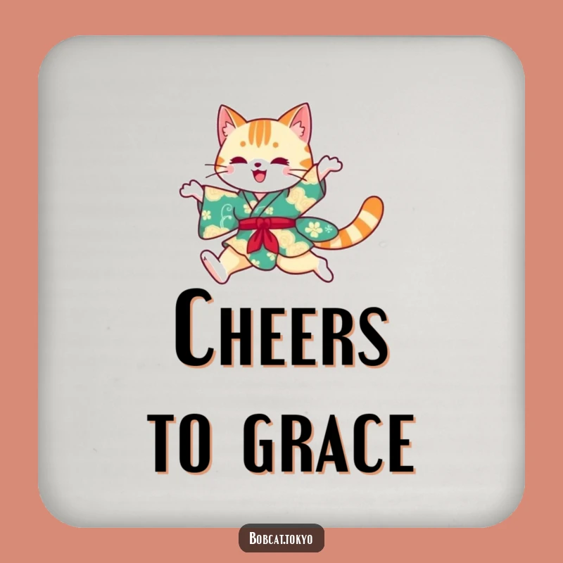 Funny Bobcat Kimono Coaster: Protect Surfaces with Feline Grace, Hilarious Funny Gift