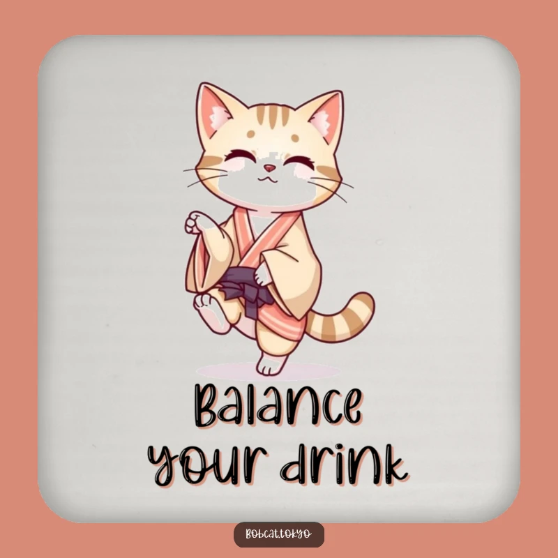 Funny Bobcat Balance Coaster: Protect Surfaces with Poise, Hilarious Funny Gift