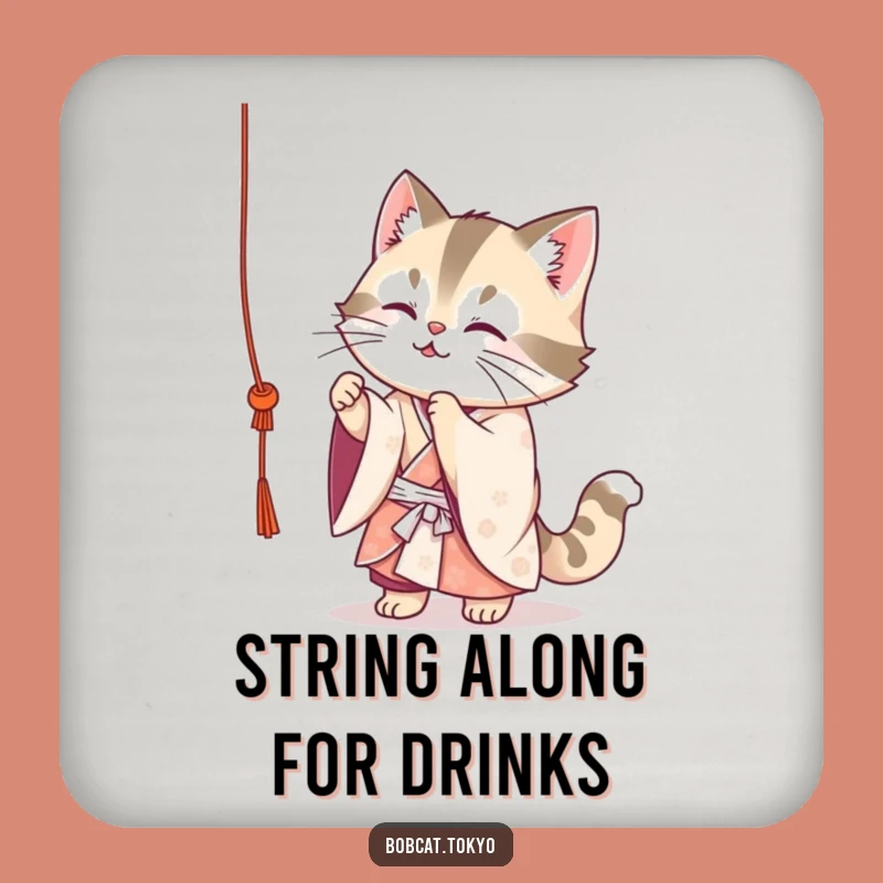 Funny Bobcat Kimono Coaster: Cute Playful Protection for Surfaces