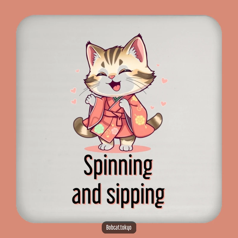 Funny Bobcat Spinning Coaster: Protect Surfaces with Energy, Hilarious Funny Gift