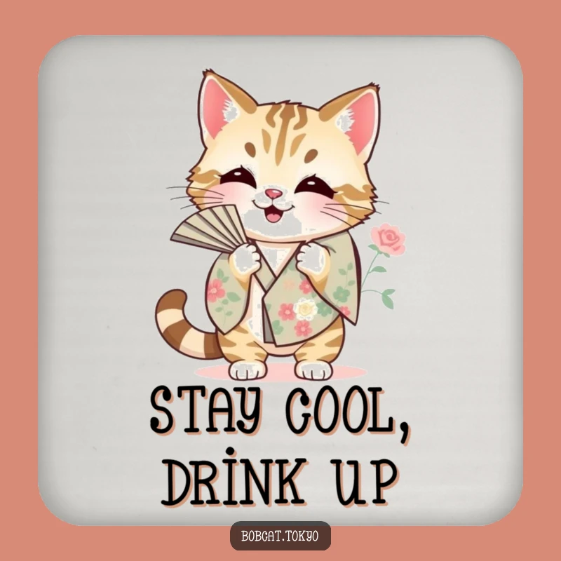 Funny Bobcat Fanning Coaster: Protect Surfaces with Heat Relief, Hilarious Funny Gift