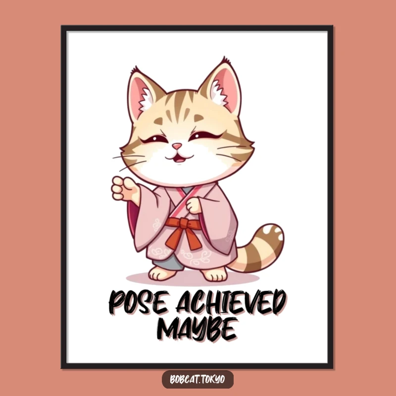 Funny Bobcat Kimono Poster: Elegant Wobble Art Gift