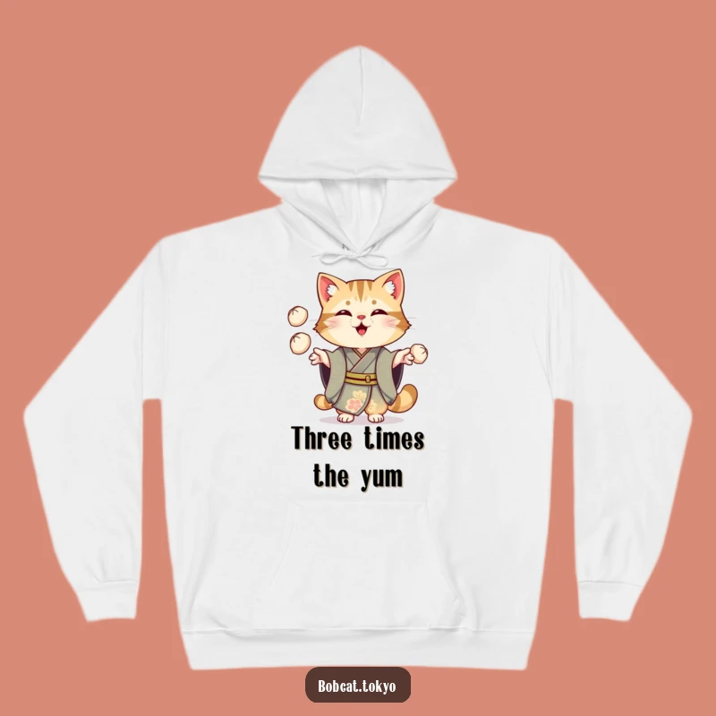 Funny Bobcat Dumpling Juggling Hoodie: Cozy Ornate Kimono Style