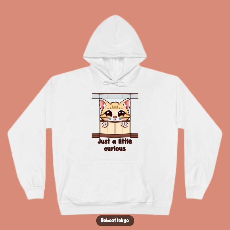 Funny Bobcat Peeking Hoodie: Cozy Curiosity, Folding Screen Charm, Ultimate Funny Gift