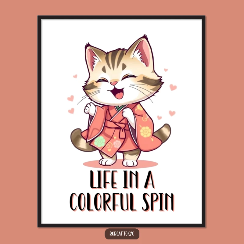 Free Printable Wall Art: Spinning Bobcat, Colorful Kimono Blur, Dynamic Downloadable Decor