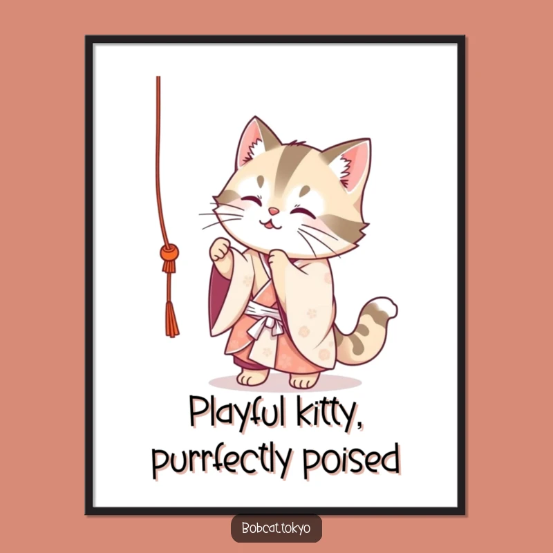 Funny Free Printable Wall Art: Bobcat Kimono Hop - Humorous Downloadable Decor Gift