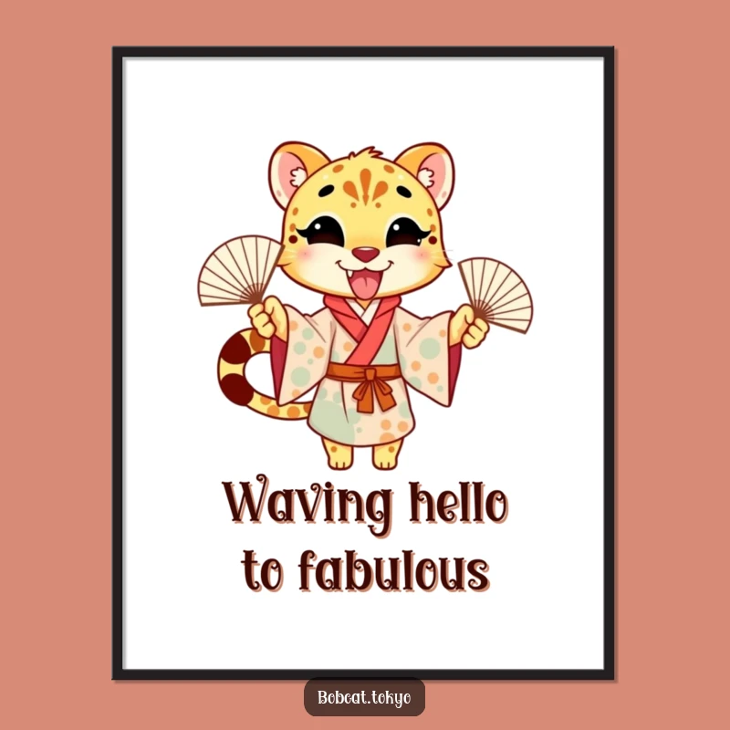 Free Printable Wall Art: Cheetah Waving Fans - Funny Downloadable Decor for a Lively Room