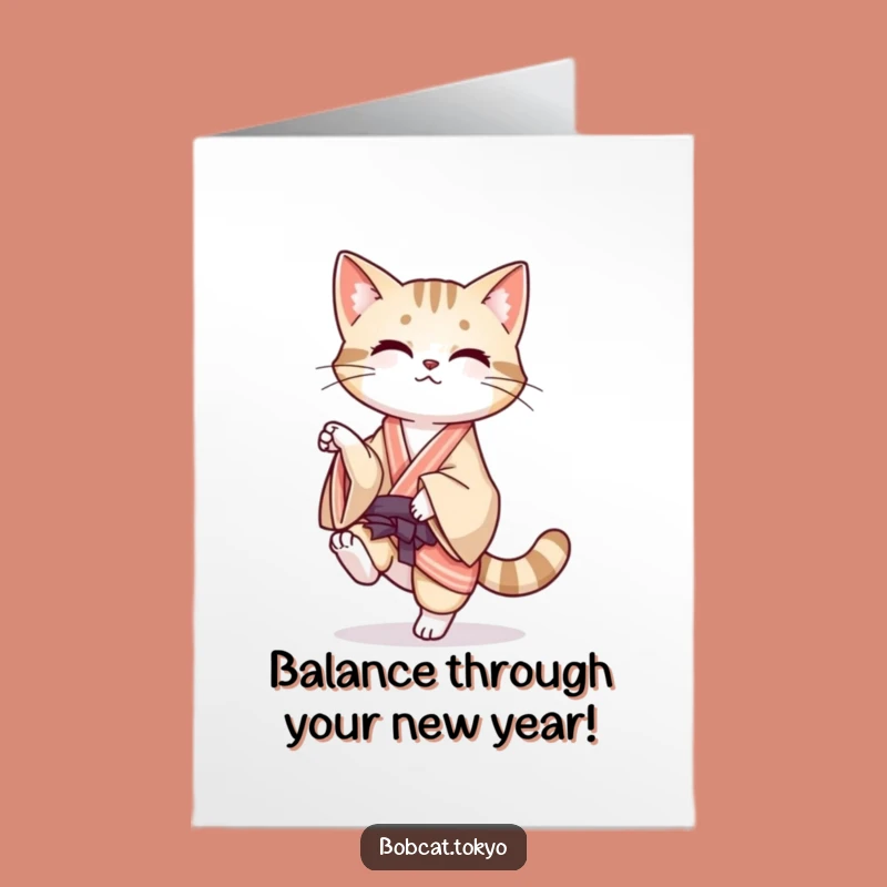 Free Printable Birthday Card: Bobcat Balance, Funny Kimono Birthday Fun
