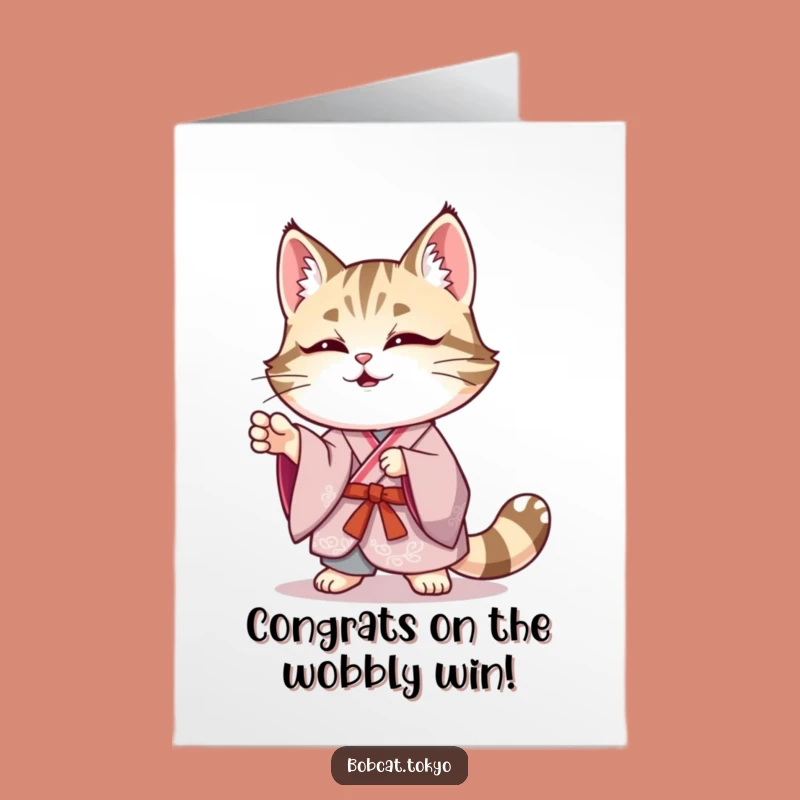 Free Printable Congrats Card: Bobcat Kimono Wobble - Hilarious Downloadable Surprise