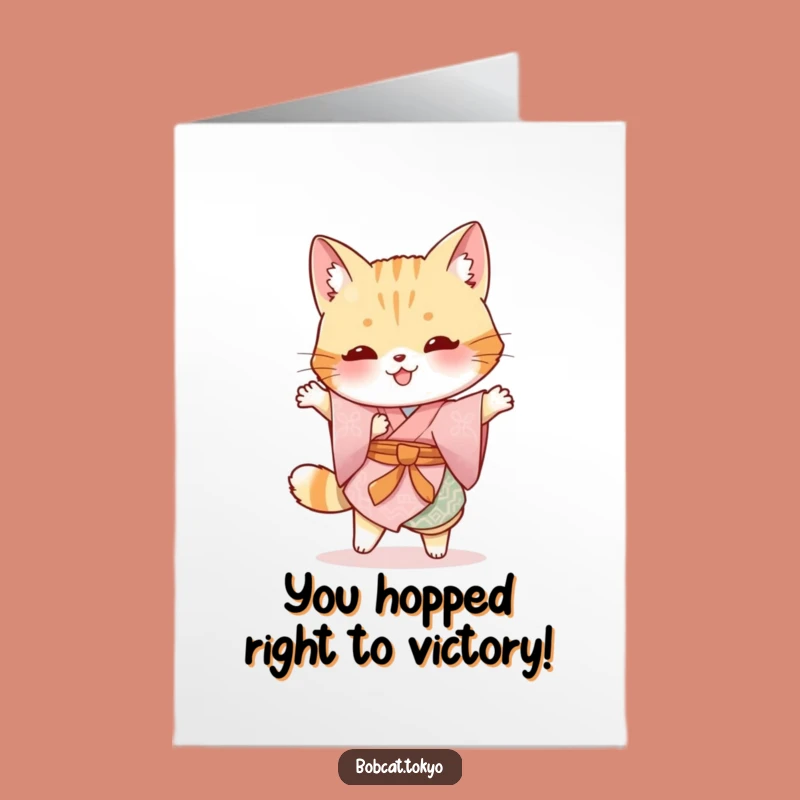 Free Printable Congrats Card: Bobcat's Silly Kimono Hop - Fun Downloadable Surprise