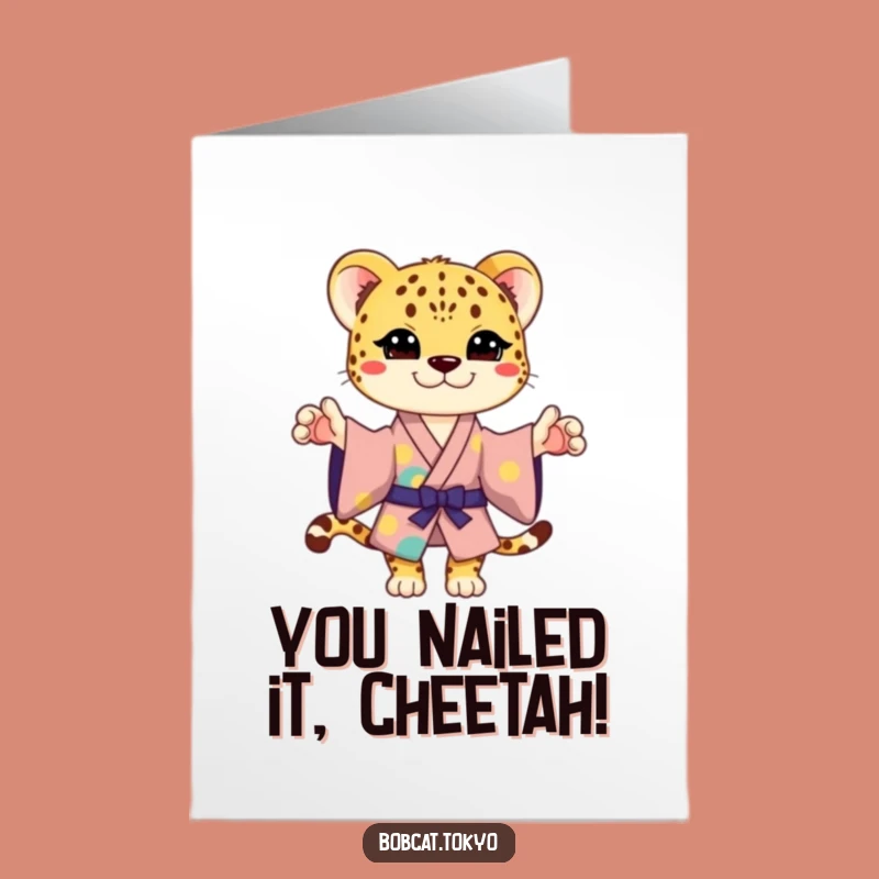 Free Printable Congrats Card: Cheetah Kimono Celebration - Funny Downloadable Gift for Any Occasion