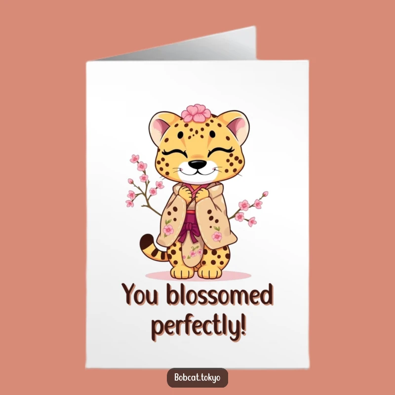 Free Printable Congrats Card: Cheetah Blossom Bow - Funny Downloadable Gift for Achievements