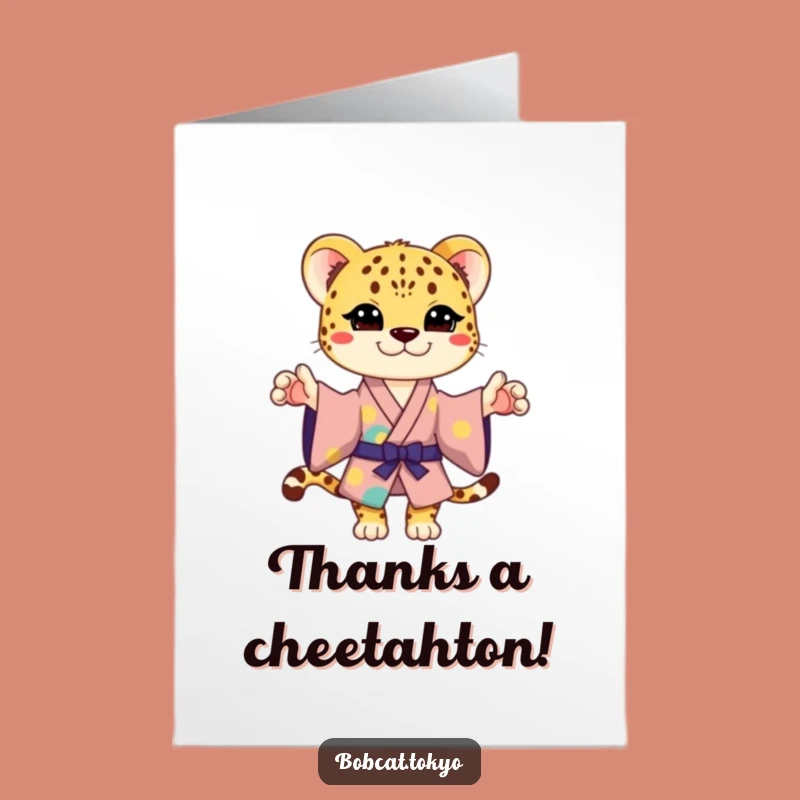 Free Printable Thank You Card: Cheetah Kimono Gratitude - Funny Downloadable Gift for Expressing Thanks