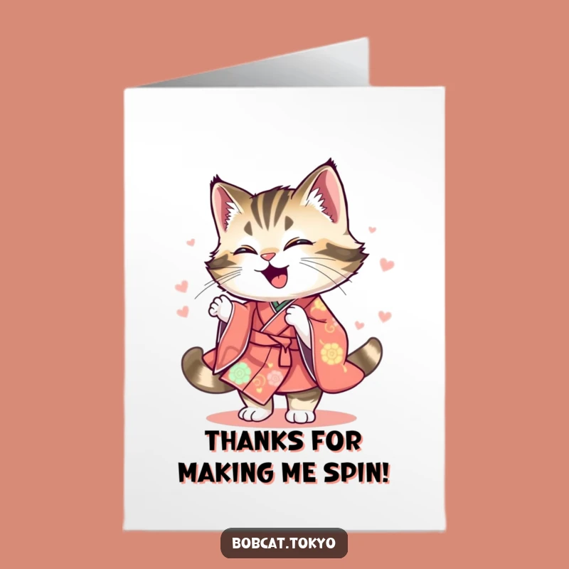 Free Printable Thank You Card: Spinning Bobcat, Colorful Thanks with a Whiz