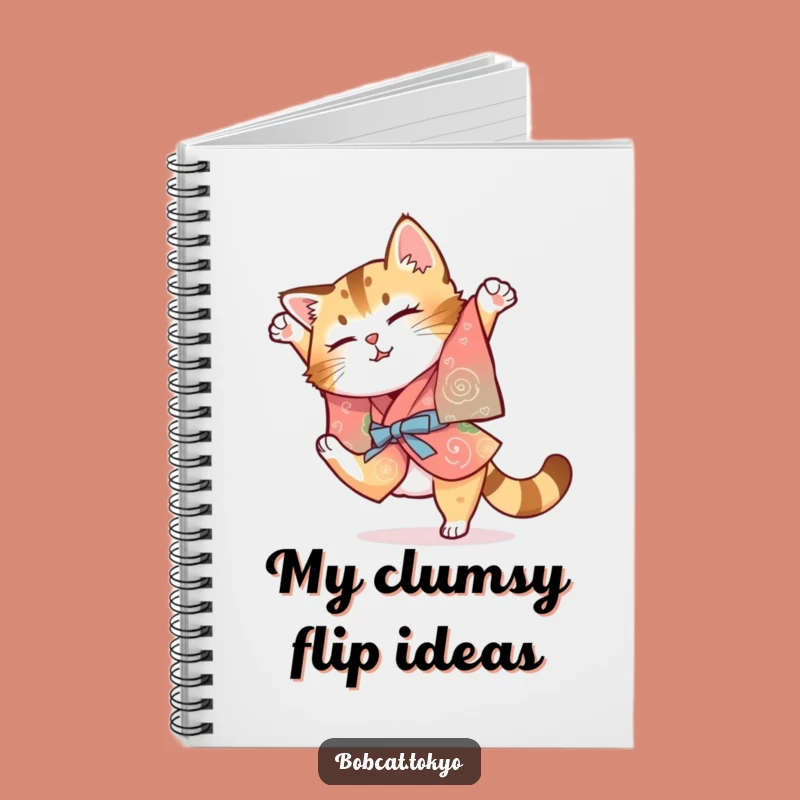 Funny Bobcat Kimono Notebook: Clumsy Somersault Journal