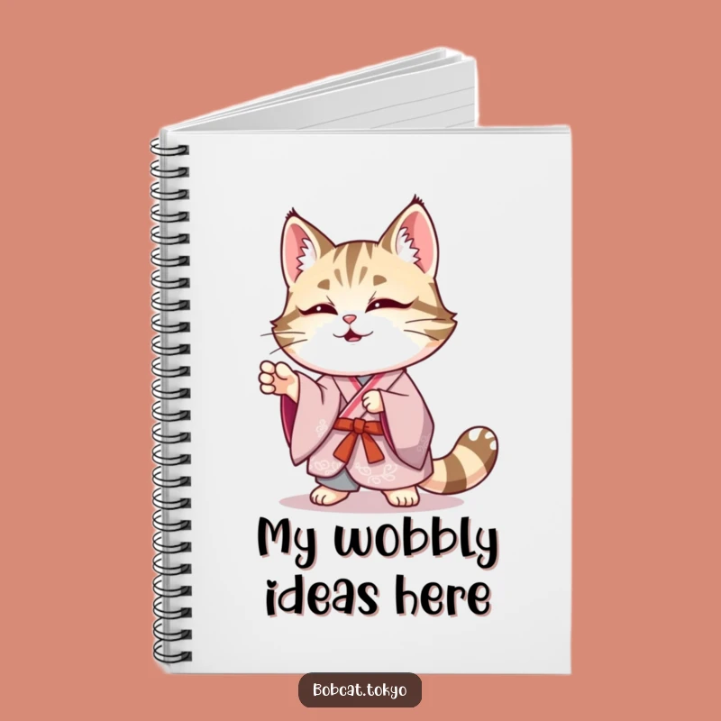 Funny Bobcat Kimono Notebook: Elegant Wobble Jotting