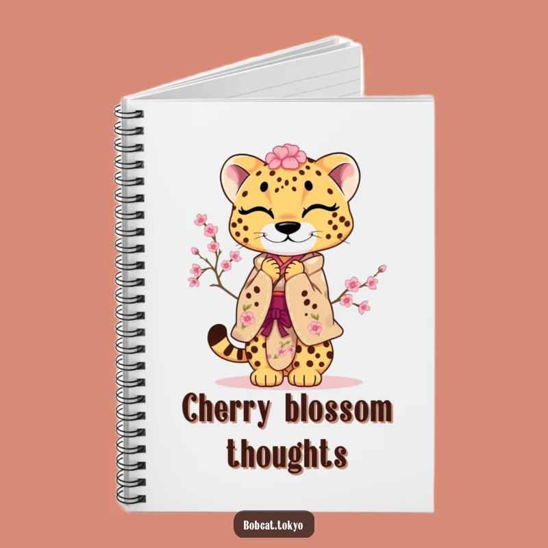 Funny Cherry Blossom Cheetah Notebook: Playful Bow Journal