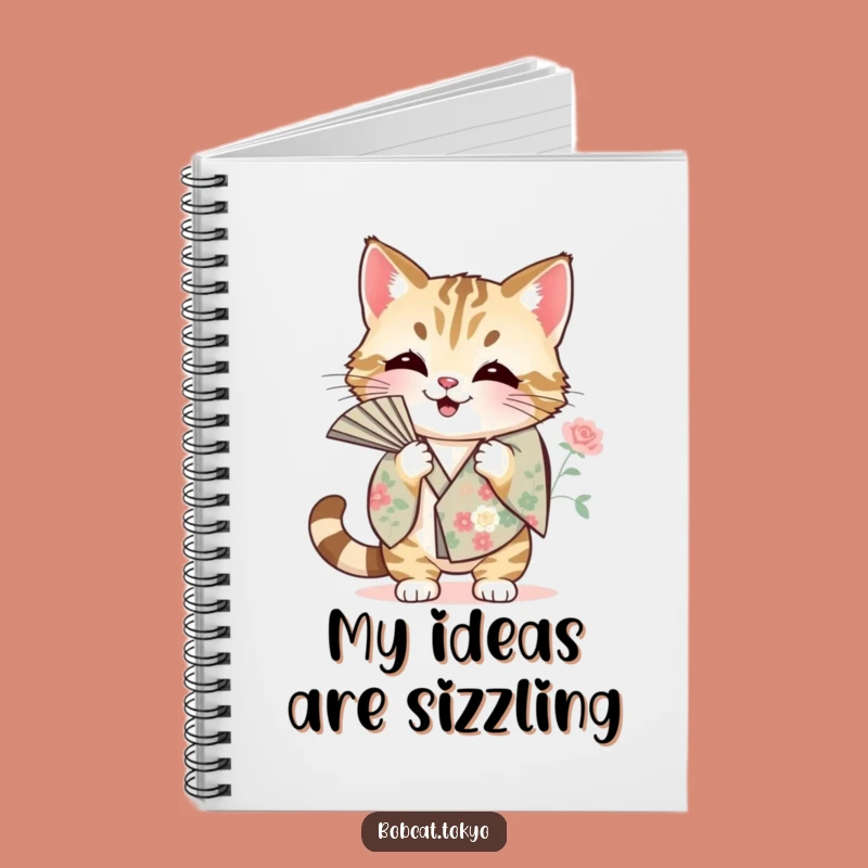 Funny Bobcat Fanning Notebook: Jot Down Ideas with Heat Relief, Hilarious Funny Gift