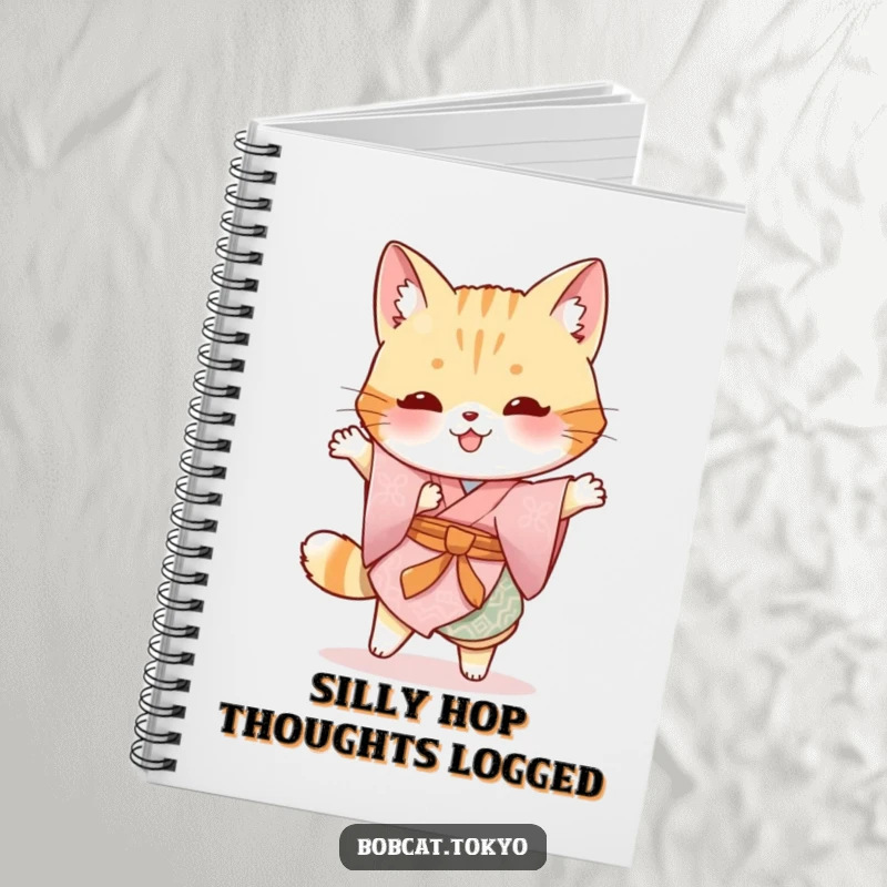 Funny Bobcat Notebook: A bobcat garbed in a traditional kimono doing a silly hop, ideal for jotting down humorous thoughts.