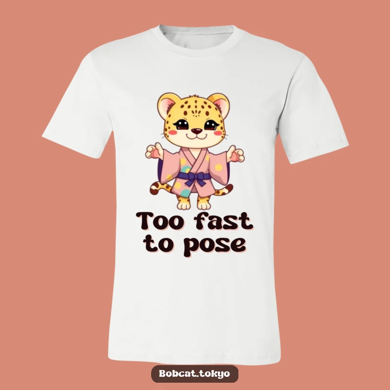 Funny Cheetah Kimono T-Shirt: Playful Pose Tee for Ultimate Humor