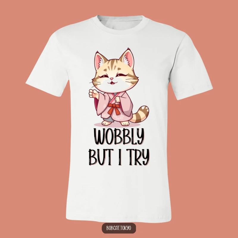 Funny Bobcat Kimono T-Shirt: Elegant Wobble Style for Fun
