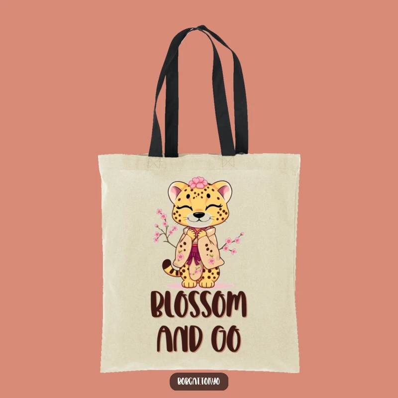 Funny Cherry Blossom Cheetah Tote Bag: Playful Bow Accessory