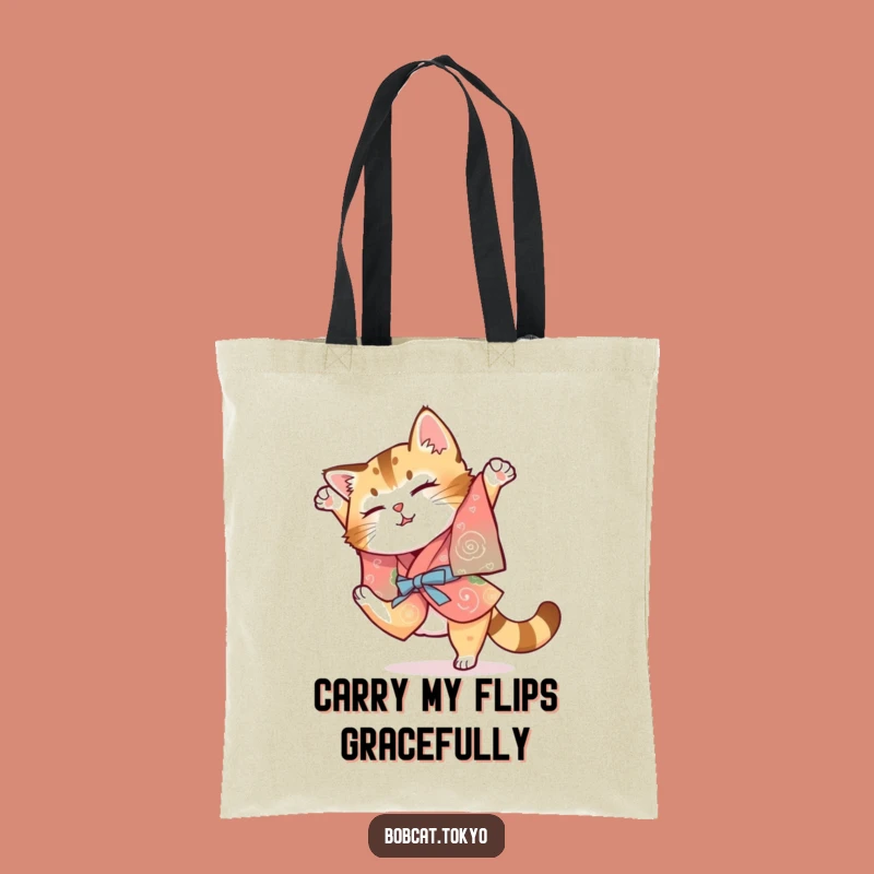 Funny Bobcat Kimono Tote Bag: Clumsy Somersault Accessory