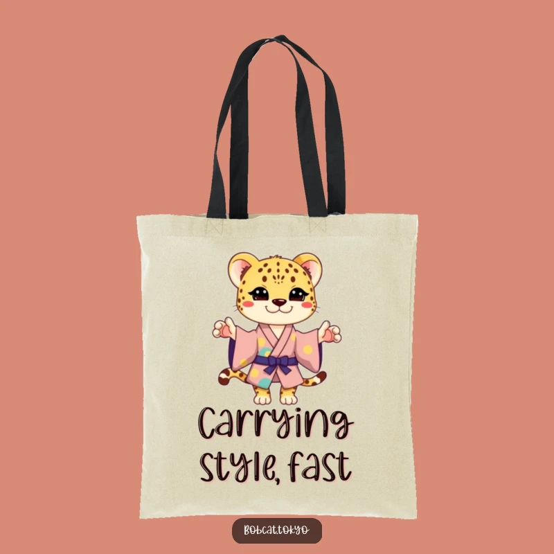 Funny Cheetah Kimono Tote Bag: Playful Pose Accessory for Everyday Fun